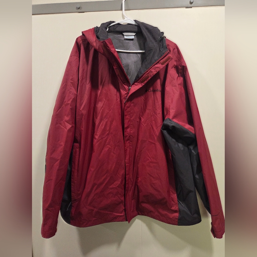 Columbia Men's Red and Black Rain Jacket